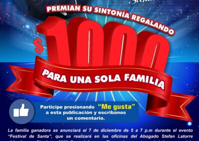 $1000 Para Una Sola Familia – Fiesta Con Santa 2018